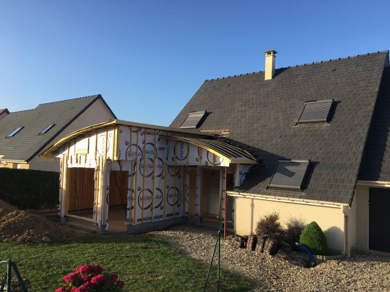 Extension d'une maison en ossature bois pour la création d'un salon d'hiver proche Rouen