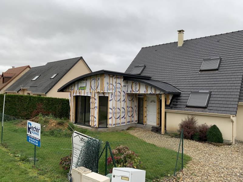 Extension d'une maison en ossature bois pour la création d'un salon d'hiver proche Rouen