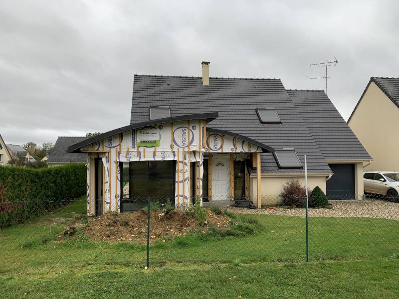 Extension d'une maison en ossature bois pour la création d'un salon d'hiver proche Rouen