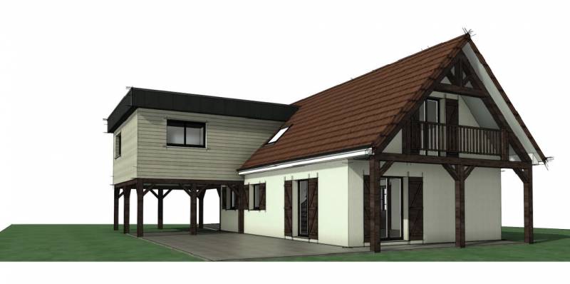 Extension sur pilotis sur une maison individuelle proche de Rouen 76